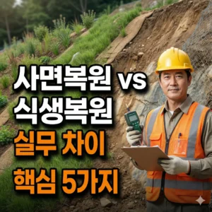 사면복원과 식생복원의 실무 차이를 설명하는 교육용 썸네일 – slope-vs-vegetation-restoration-2026