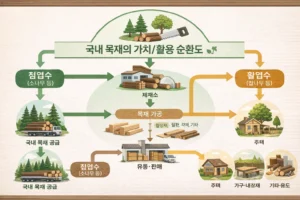 목재 가치 수종의 순환도를 한눈에 보여주는 인포그래픽 - timber-value-cycle-infographic
